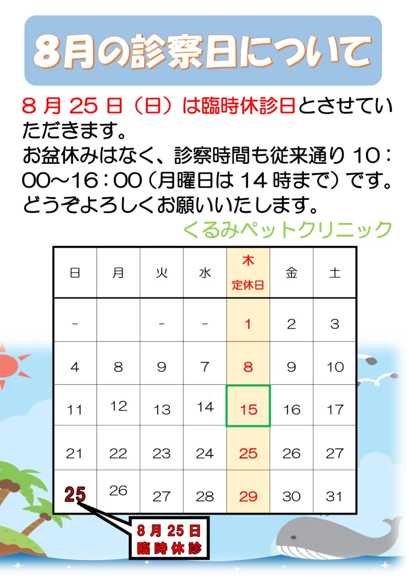 8月の診察日